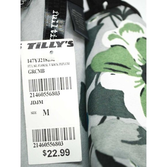 FULL TILT Top Size MEDIUM Floral V-Back Peplum Cami Tank TILLY'S NWT - Picture 3 of 3